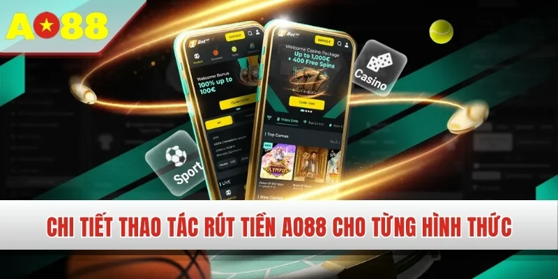 Chi tiết thao tác rút tiền AO88 cho từng hình thức